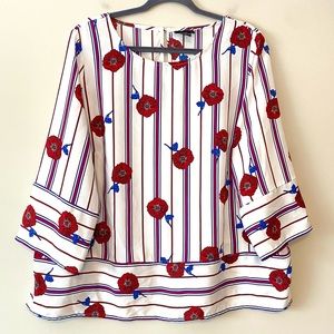 Liz Claiborne Striped Floral Blouse